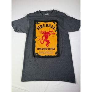 Fireball Red Hot Cinnamon Whiskey Mens Shirt Medium M Gray Pullover T-Shirt Top